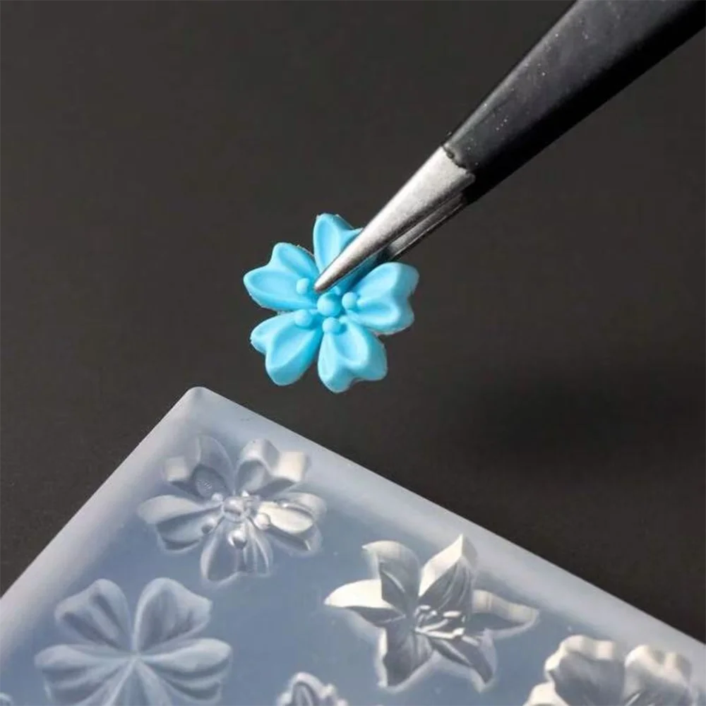 봄꽃 꽃잎 실리콘 네일 몰드 백합 벚꽃 플로럴 DIY 디자인 매니큐어 템플릿 조각 네일 아트 스텐실 도구