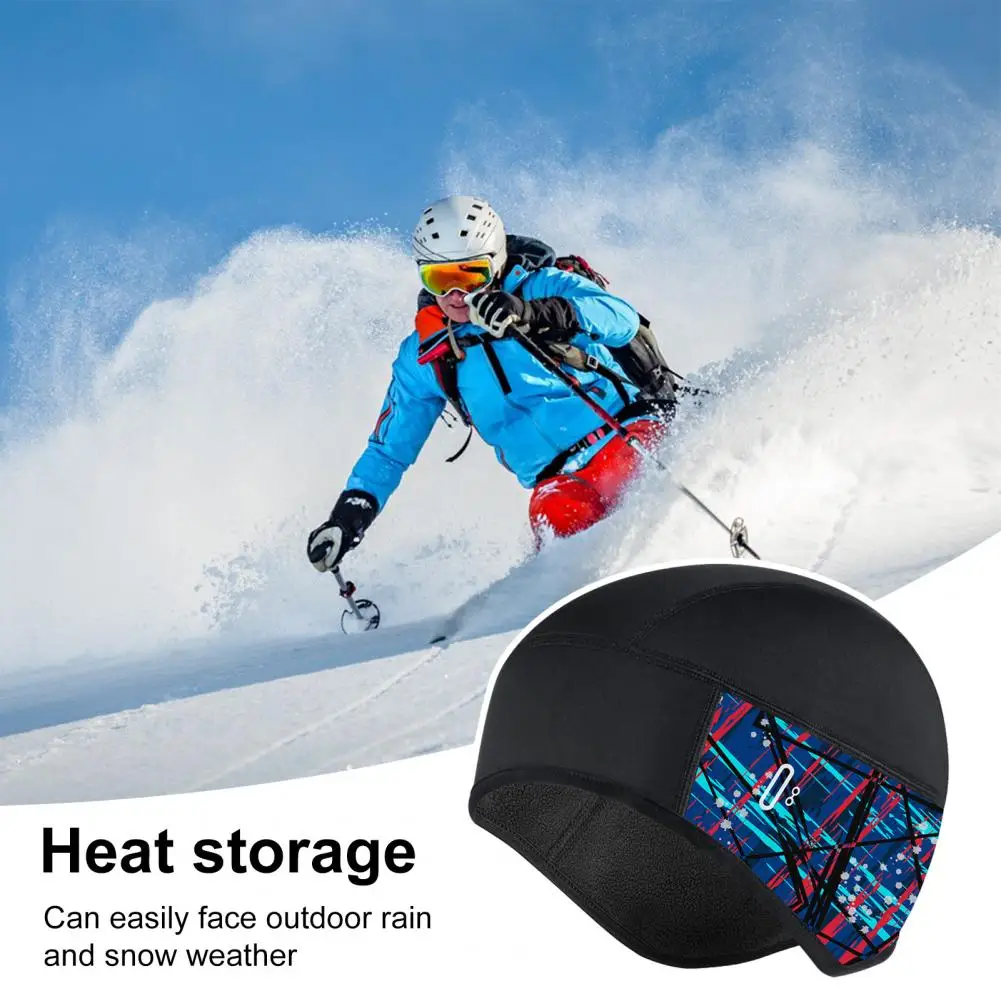 

Cycling Headgear Waterproof Fleece Lined Winter Helmet Beanie Hat for Women Men with Glasses Holes Soft Elastic Warm Cycling