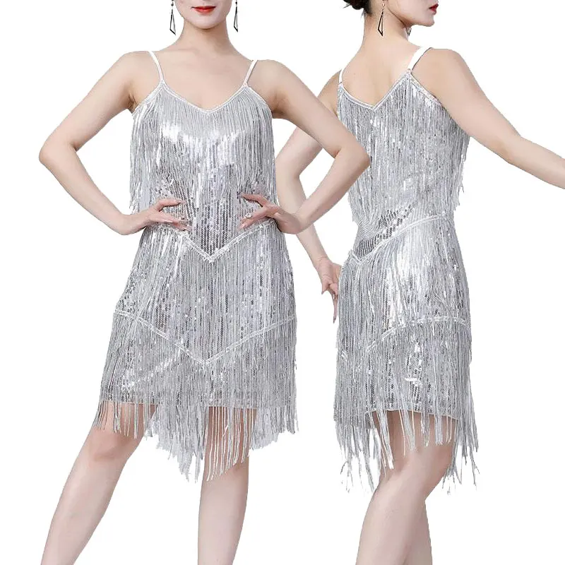 Women's Glamorous Sequined Dance Dress for Latin and Ballroom Styles