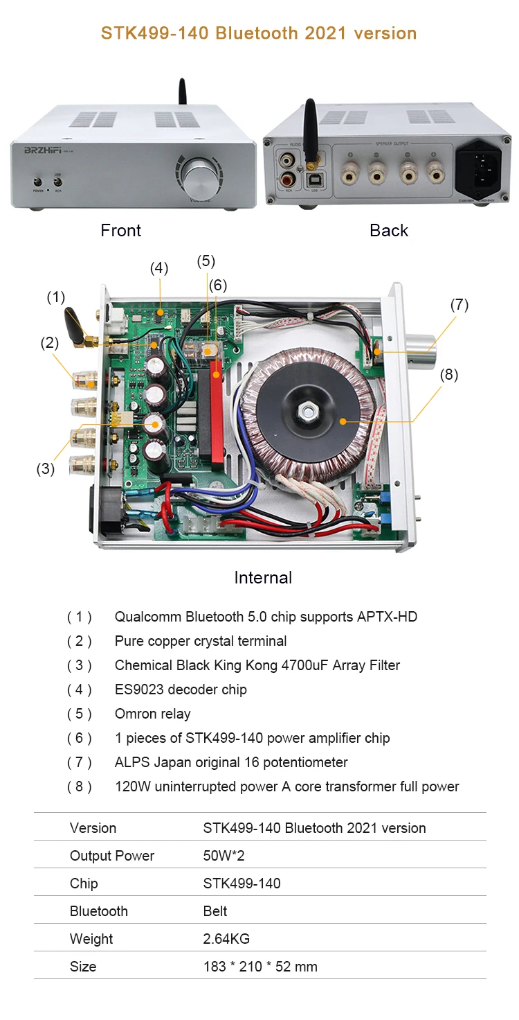 BRZHIFI 2.0 LM1875 / LM3886 Dual Channel Power Auidio Amplifier Bluetooth 5.0 Stereo Sound Speaker Amplificador AMP