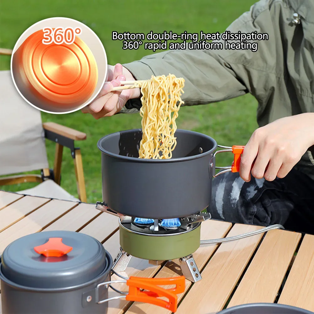Aluminum Alloy Camping Cookware Kit Foldable Storage Nonstick Coating Outdoor Cooking Set Portable Water Kettle/Pan Pot/Saucepan