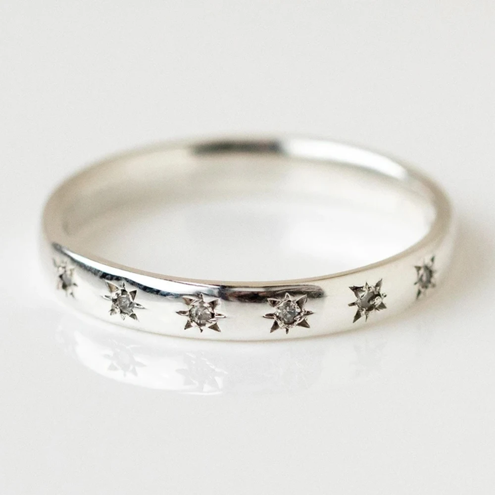 Wedding Rings for Women Simple Thin Design Silver Gold CZ Jewelry