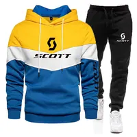 Ensemble de survêtement pour homme automne-hiver, sweat-shirt à capuche + pantalon de jogging à poignets élastiques, tenue de sport décontractée pour la course à pied et la salle de sport 3