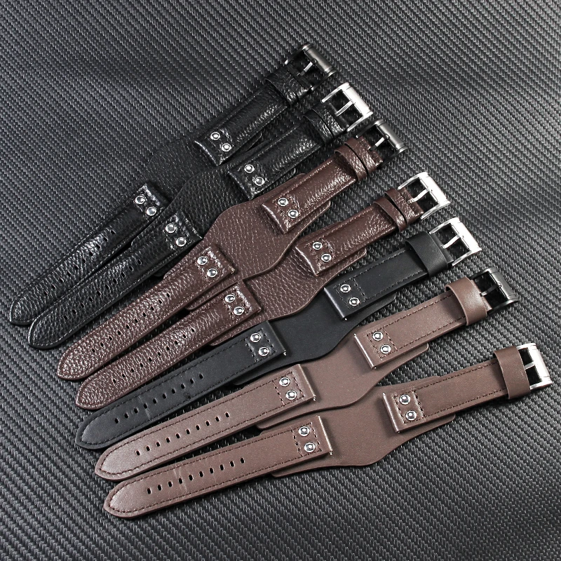 Breathable Skin Friendly Genuine Cowhide Leather Watchbands for
