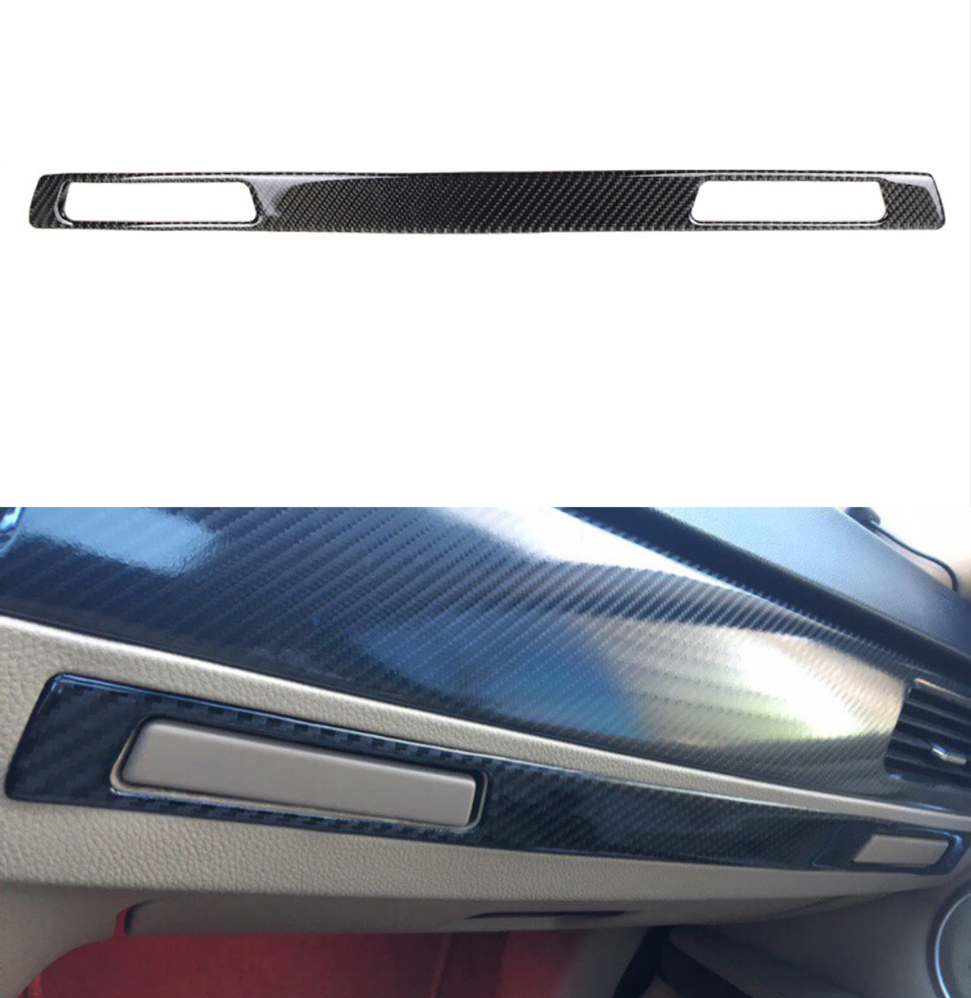 

Car Styling Interior Sticker Copilot Water Cup Holder Panel Strip Trim For BMW E90 E91 E92 E93 2005 2006 -2012 Carbon Fiber