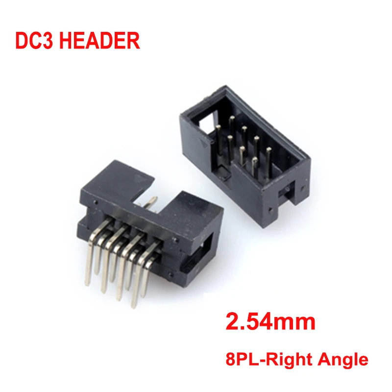 

10PCS 2X4 PIN 2.54mm Strip Connector Socket Double row DC3-8P Socket Header Right Angle Male Pin Header 2*4 8P Dip