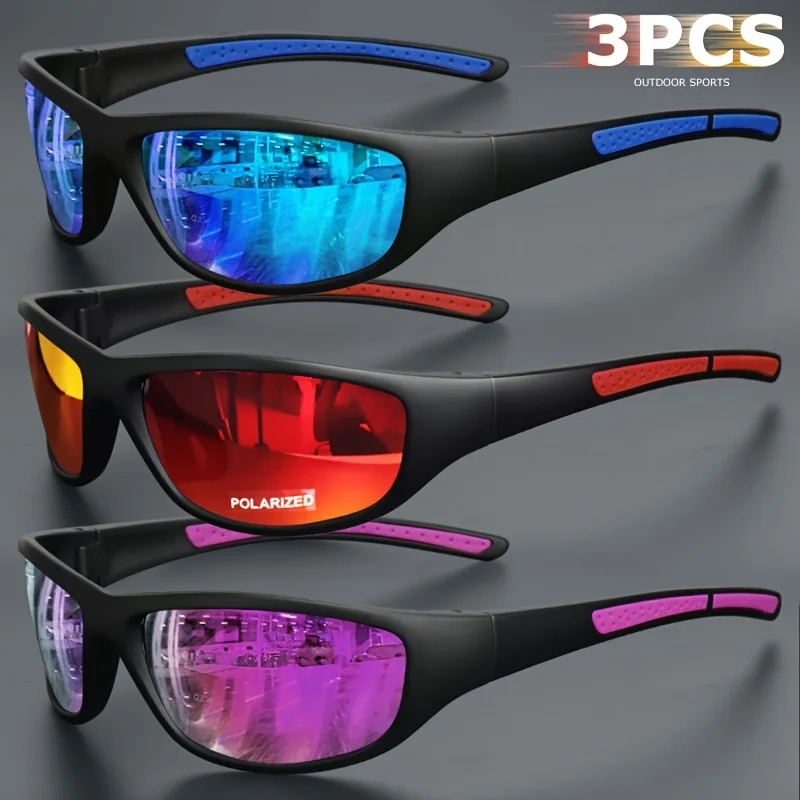 1/3PCS Polarized Sports Sunglasses Set High-Quality Photochromic Wraparound Lenses Cycling Fishing Driving Night Vision UV