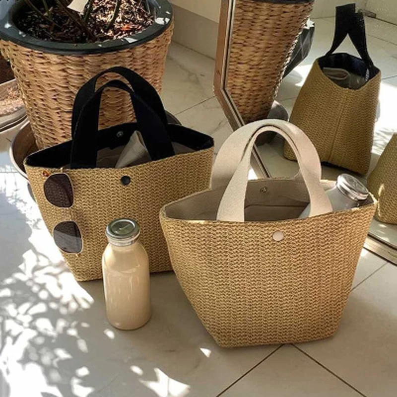 casual wicker woven large capacity tote rattan women handbags designer  summer beach straw bags lady bali big basket buckets bag - AliExpress