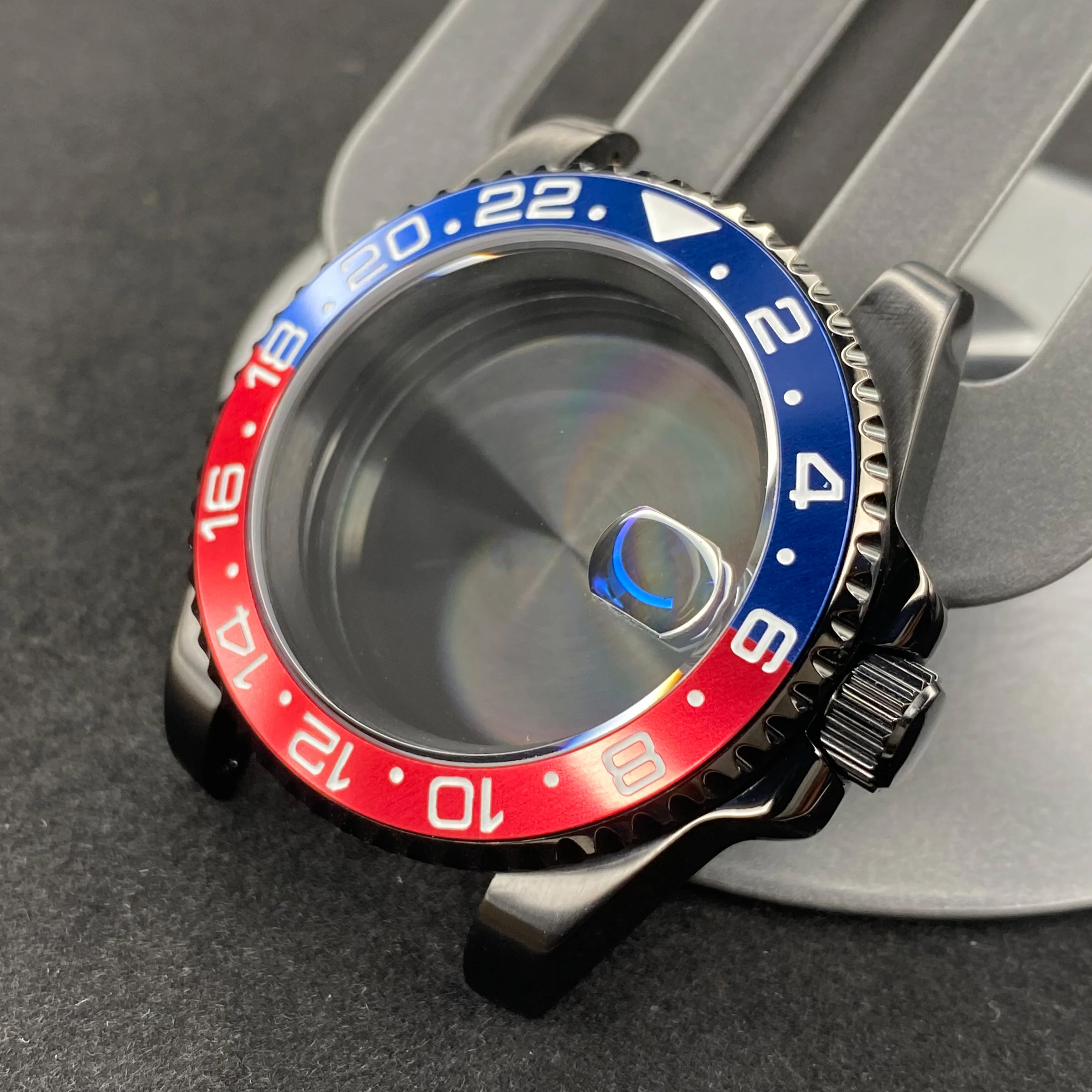 Elegant 40mm Black Watch Case with 120-Click Bezel for Automatic Mechanical Movement - Premium Dial Accessories
