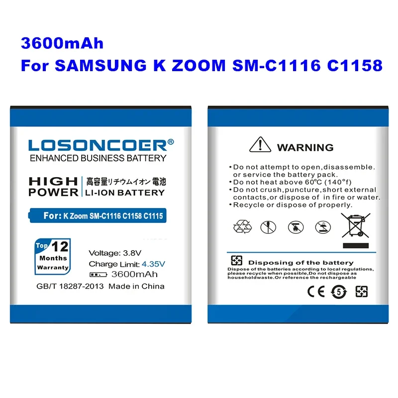 

LOSONCOER 3600mAh For Samsung GALAXY K Zoom SM-C1116 C1158 C1115 EB-BC115BBC EB-BC115BBE EB-BC115BBC with NFC Battery