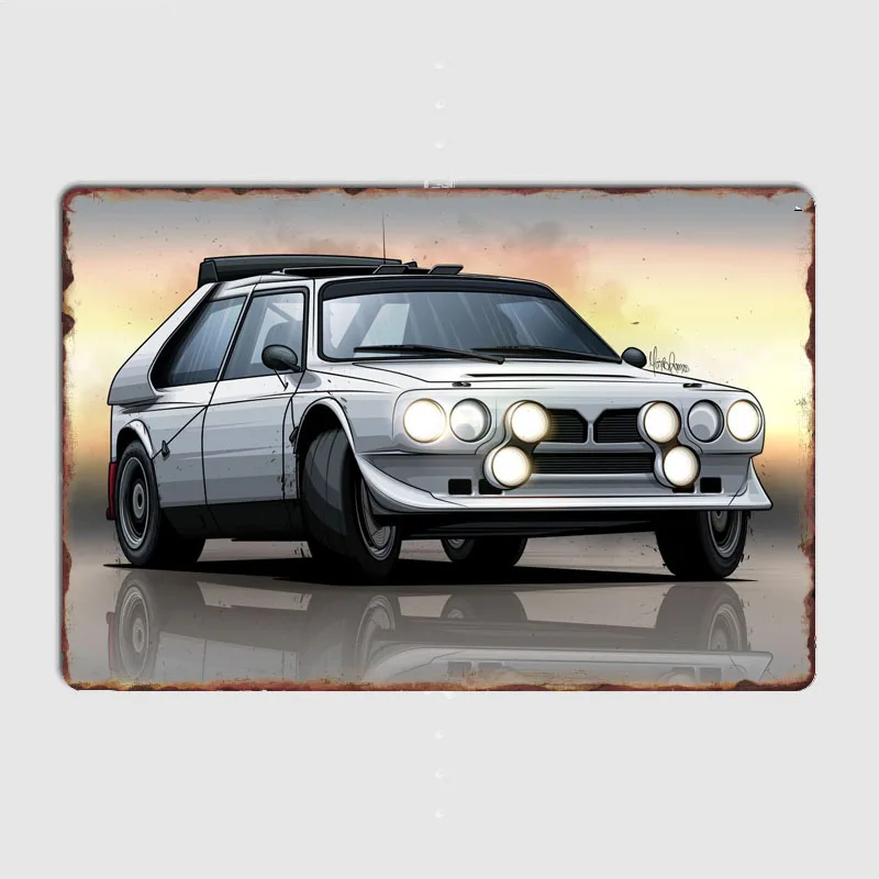 Gruppo B Rally Cars Lancia S4 Group Metal Sign Poster Garage Room Decor Living Custom Tin Vintage Home Decoration Wall Art