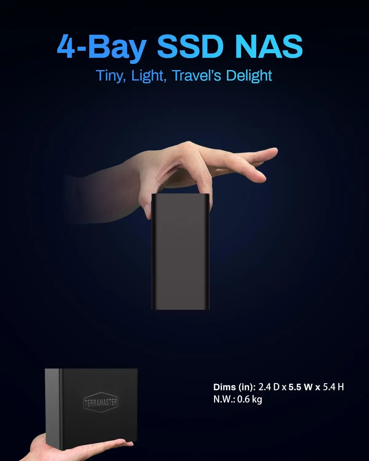 F4 SSD NAS 스토리지 테라마스터 4베이 올 SSD NAS 서버 N95 쿼드코어 CPU 8G DDR5 RAM 5GbE 포트 네트워크 연결 스토리지 (디스크 미포함)