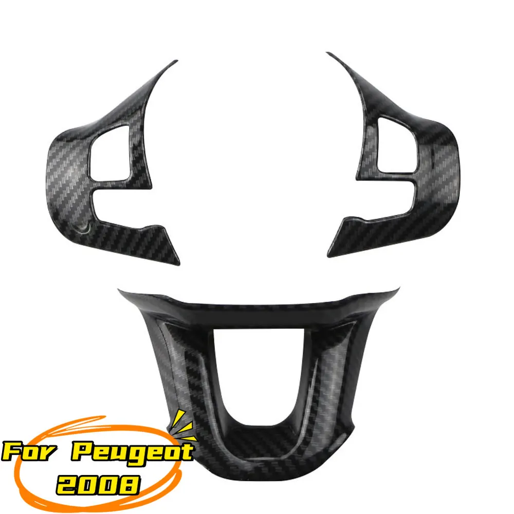 Car Steering Wheel Decoration Cover Trim Sticker Fit for Peugeot 2008 208 2014 2015 ABS Accessories