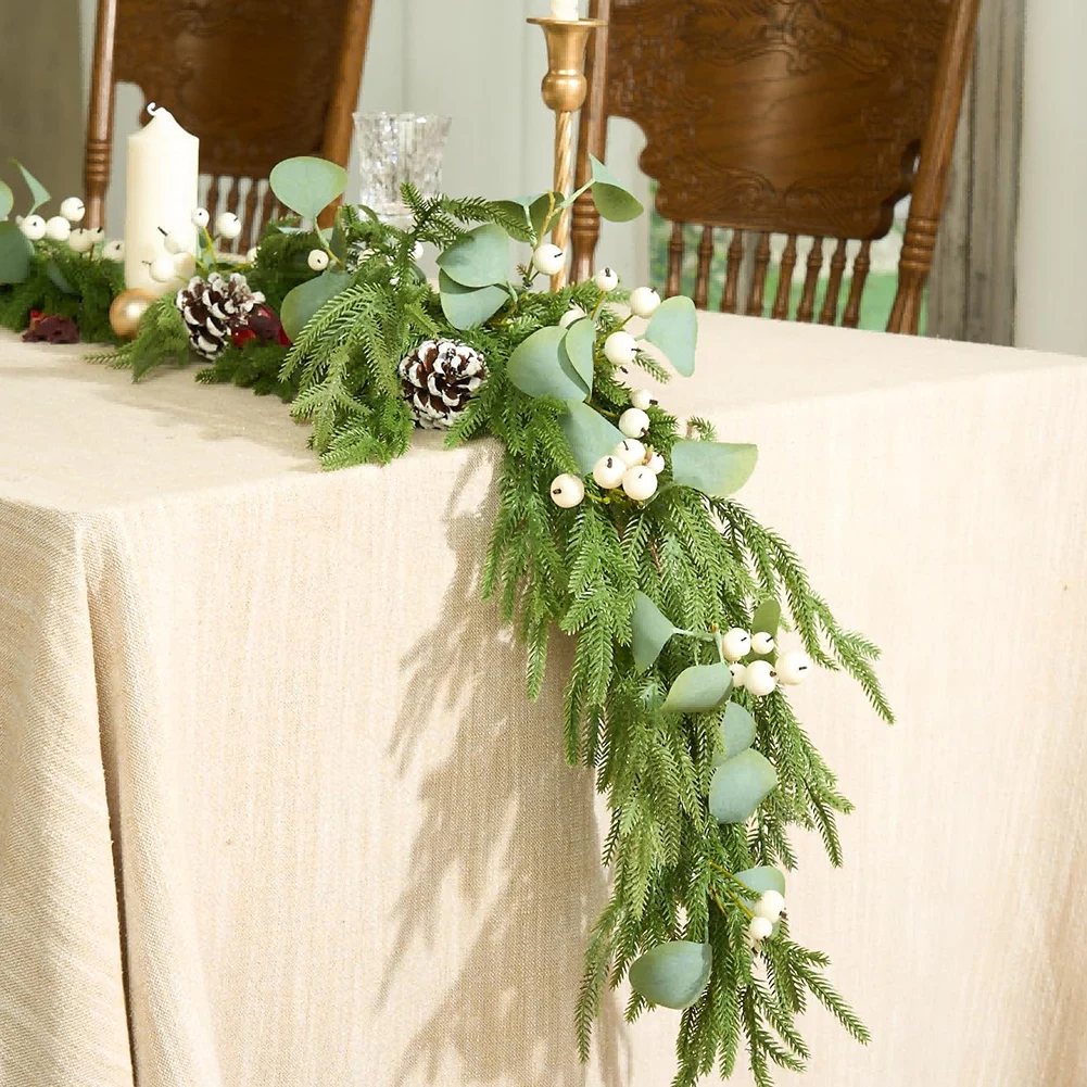 6/9 Ft Norfolk Pine Garland Real Touch Christmas Garland Artificial Greenery Garland for Holiday Christmas Decorations Indoor