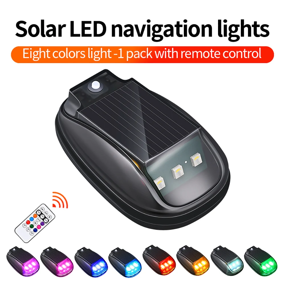 1/2/4x RGB Solar Powered LED Strobe Light Bar Remote Control, Roof Mount Warning Anti-Collision Pilot Light for Car Truck SUV