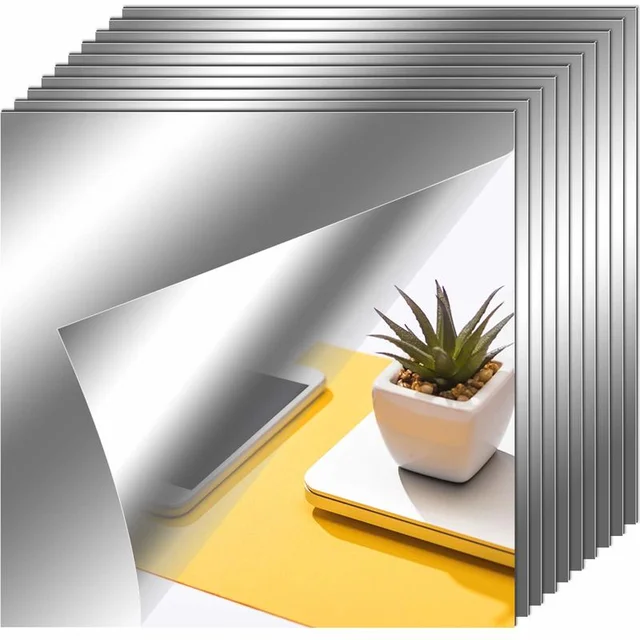 5/12 pièces miroir autocollant mural 15CM auto-adhésif décalcomanie bricolage miroir autocollants 3D autocollant mural pour la maison salon chambre décor 1