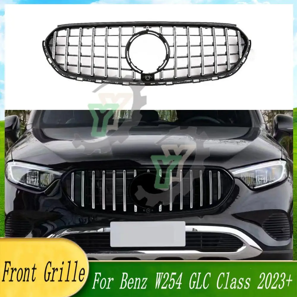 

Car Front Bumper Upper Grille GT Style Racing Grill For Mercedes-Benz X254 GLC Class GLC260 GLC300 2023-2024 Black Silver