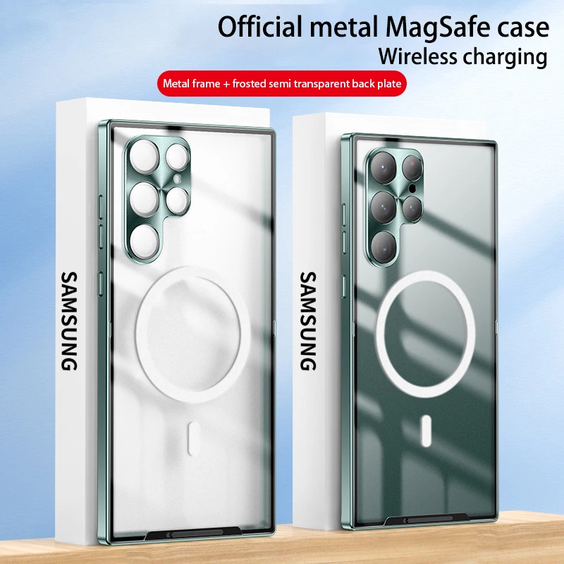 

Magnetic Magsafe Case For Samsung Galaxy S24 S23 S22 S21 Ultra Metal aluminium alloy Glass protective ultra-thin back cover