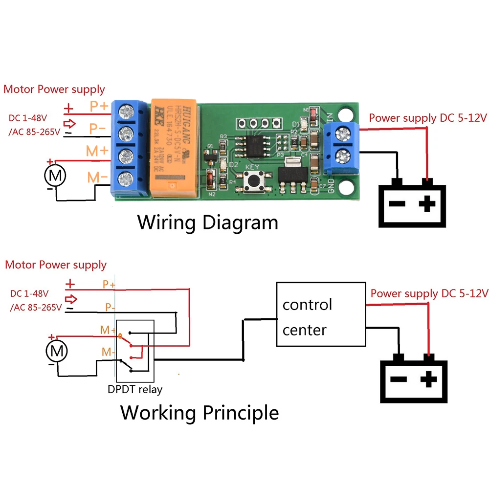 Motor Reverse Polarity Module 1pc Time Adjustable Delay Relay 2A Drive Current Signal Generator DC 5V 6V 9V 12V motor delay relay