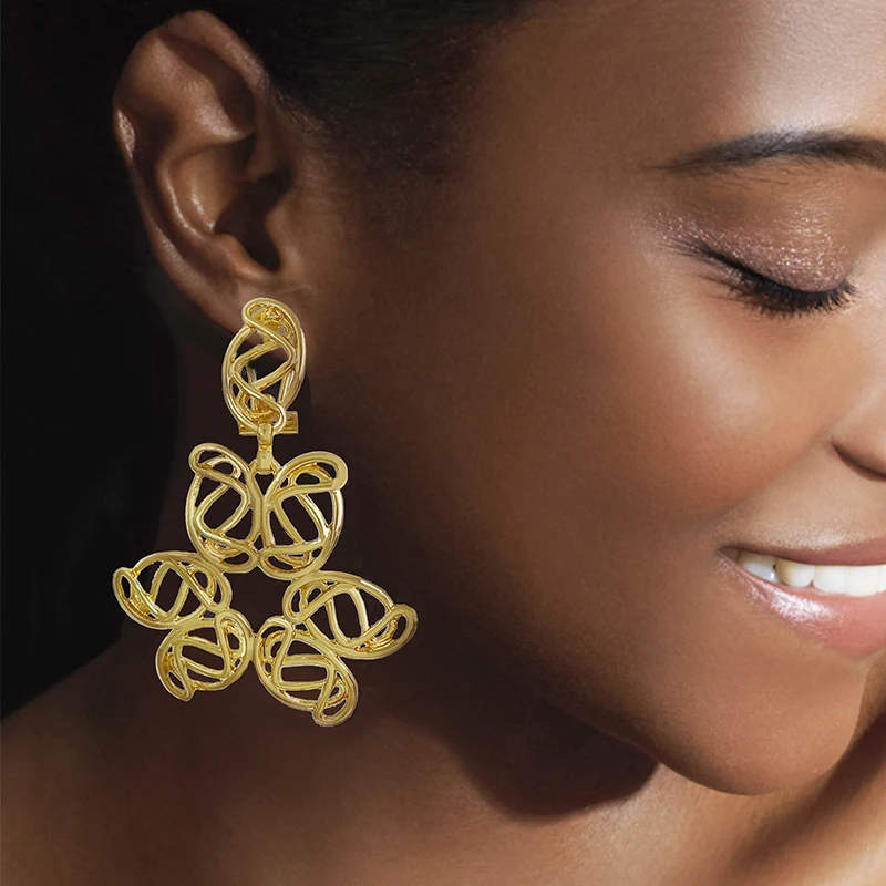 Gold Color Women Earrings Gold Plated Drop Earrings Fashion Jewelry ...