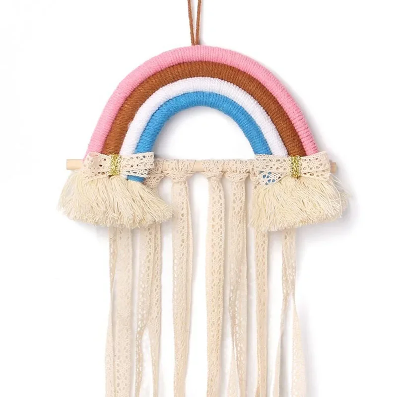 INS Weave Rainbow Baby Hair Clips Accessories Holder Princess Girls Hairpin Hairband Storage Pendant Jewelry Wall Ornaments 5