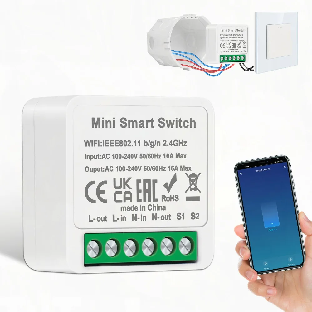 

Умный выключатель Tuya Mini Zigbee, 16 А, 2 канала, автоматический выключатель с таймером, поддержка Alexa Google Home