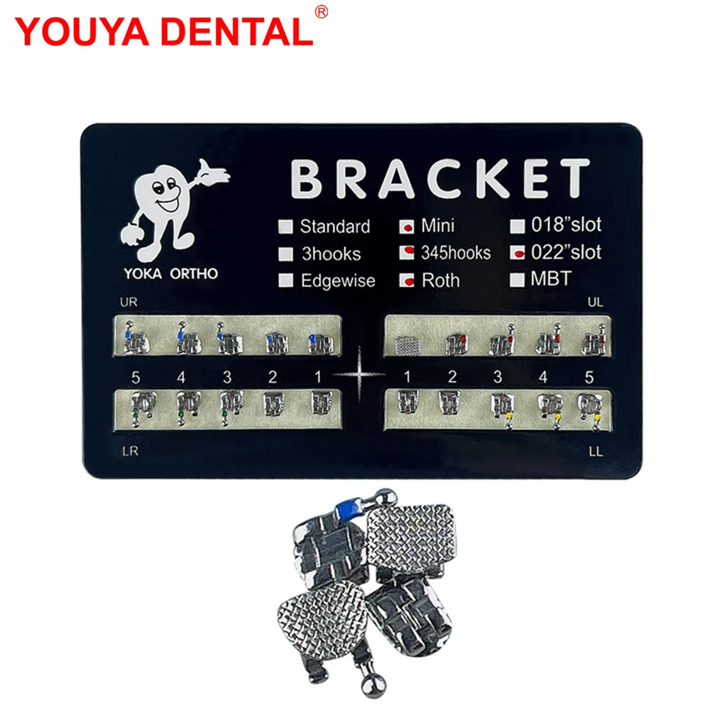 

20pcs/set Dental Orthodontic Brackets Regular Metal Ortho Braces Roth MBT Slot 0.022 345 Hooks Dentist Materials Dentistry Tools