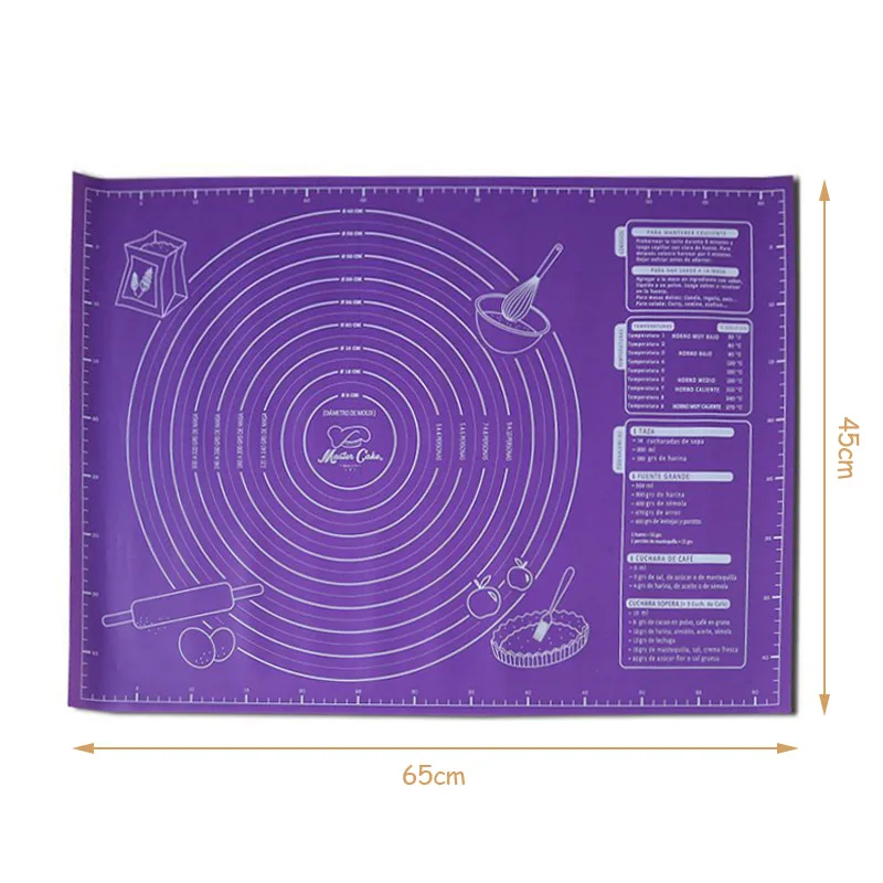 Silicone Pastry Mat Non Slip Non Stick Baking Fondant Mat Pie Pizza Cookies Easy Clean Kneading with Scale for Silicone Baking Mat