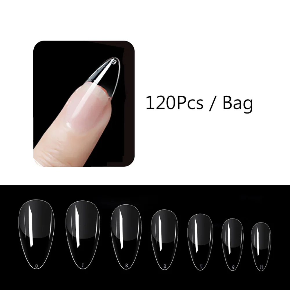 120pcs Short T-shaped Transparent Press-On Nails