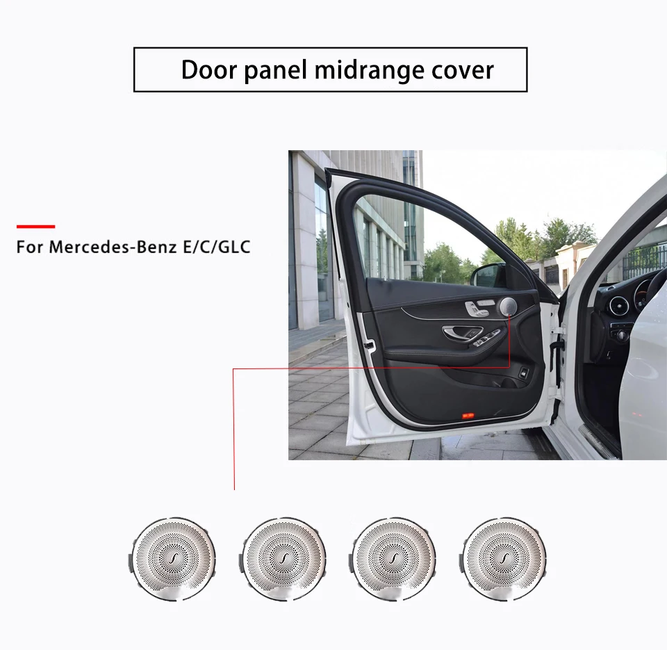 Stereo Speaker Tweeter Midrange Speakers Audio Speakers Kit 6 Car speaker Covers Mercedes Benz GLC X253 W205 W213 E C AMG Class Series Door Loudspeaker Tweeter Midrange Lid Trim