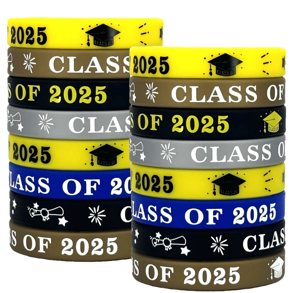6 Pieces Bracelet 2025 Grad Silicone Wristband Graduating