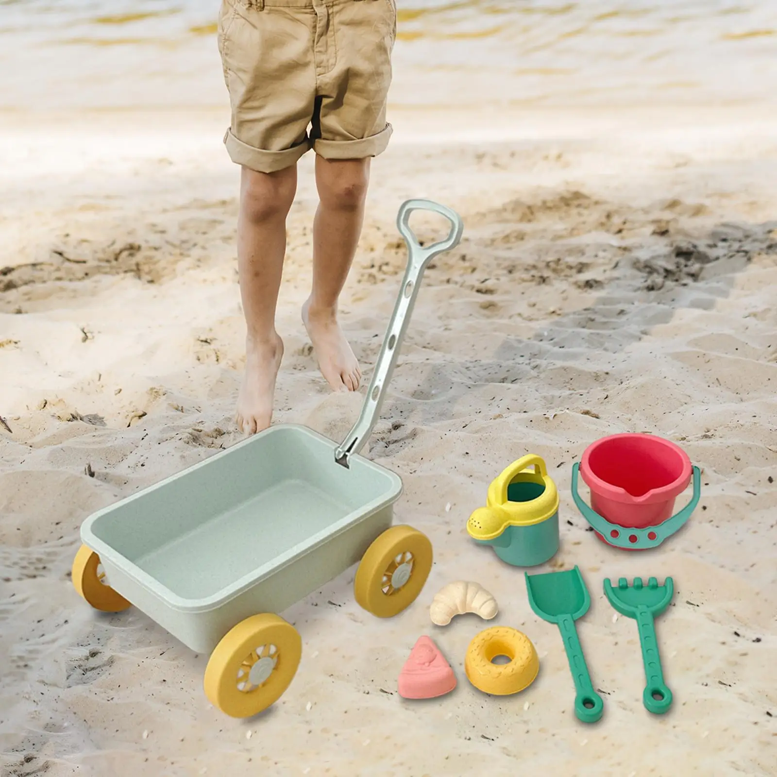Pretend Play Wagon Kids Montessori Educational Toy Small Wagon Beach Toy Sandbox Toy for Birthday Backyard Hiking Garden Kids