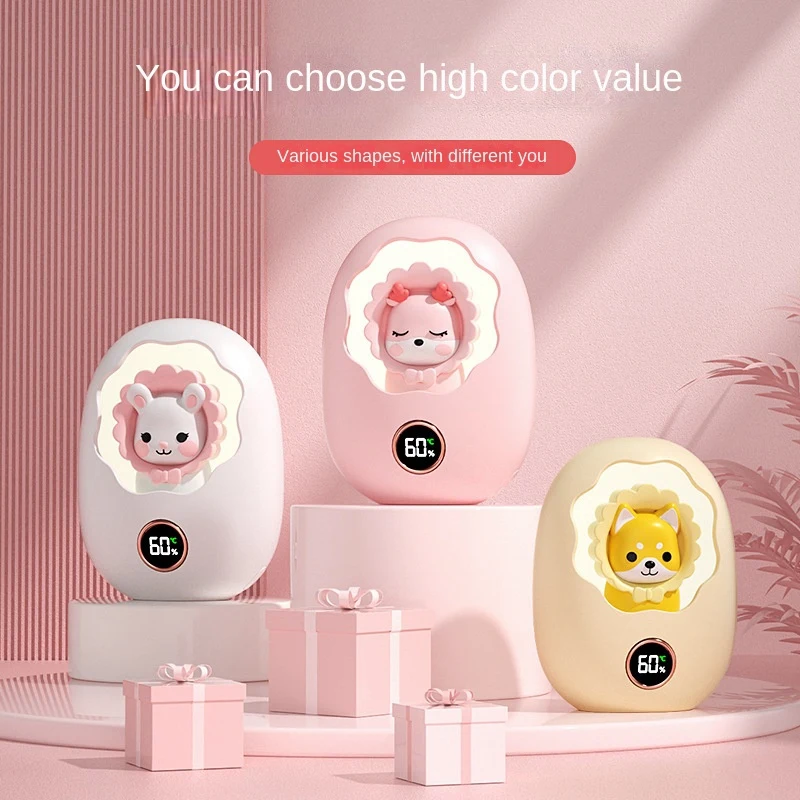 1Set Mini Hand Warmer Portable Hand Warmer USB Rechargeable Pocket Winter Little Rabbits White