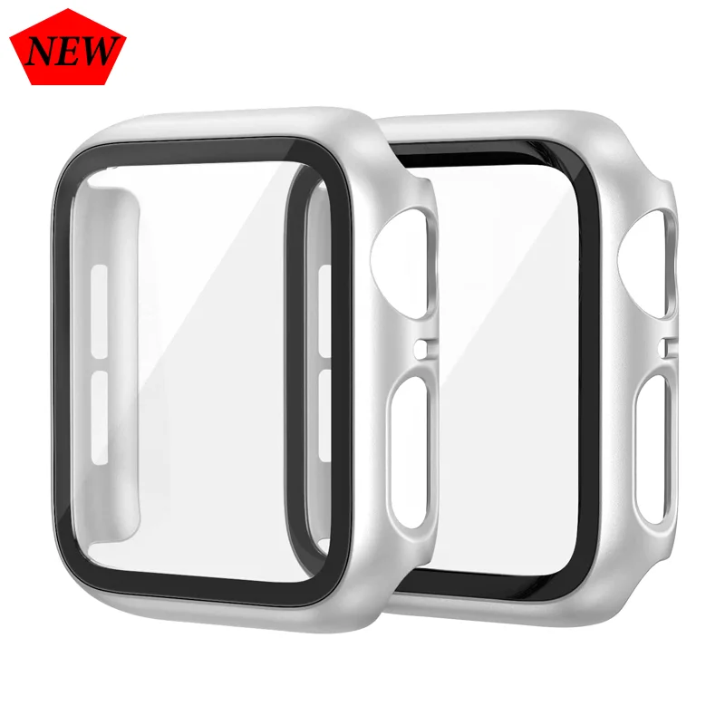 Vetro + Cover Per Apple Watch Case 44Mm 40Mm 41Mm 42Mm 38Mm Iwatch 8 3 6 Se Proteggi Schermo Apple Watch Series 8 Accessori 45Mm