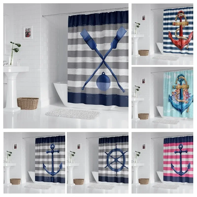 

House hold waterproof fabric household shower curtain accessories shower curtain 240 * 200 home marine style shower curtain