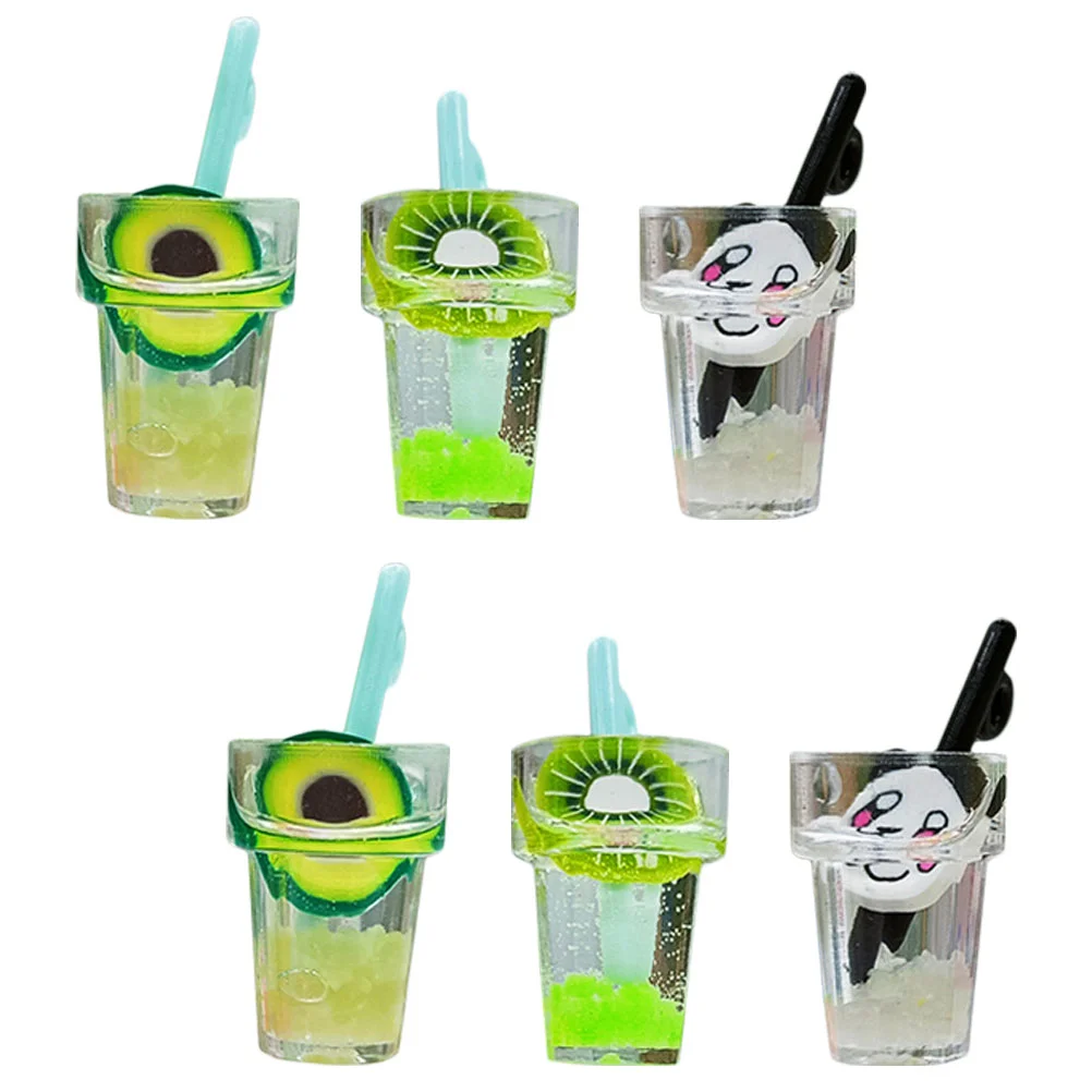 6 Pcs Micro Landscape Ornament Miniature Beverage Drinks Decorative Drinks Plastic Fake Food Bottle Model