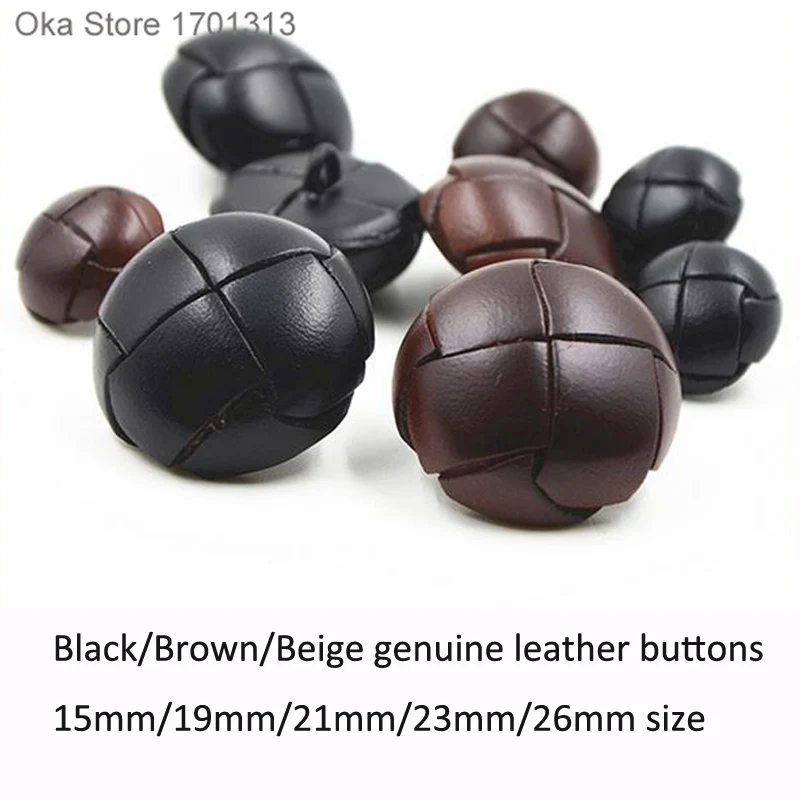 1pc Genuine Leather Covered Buttons 15 