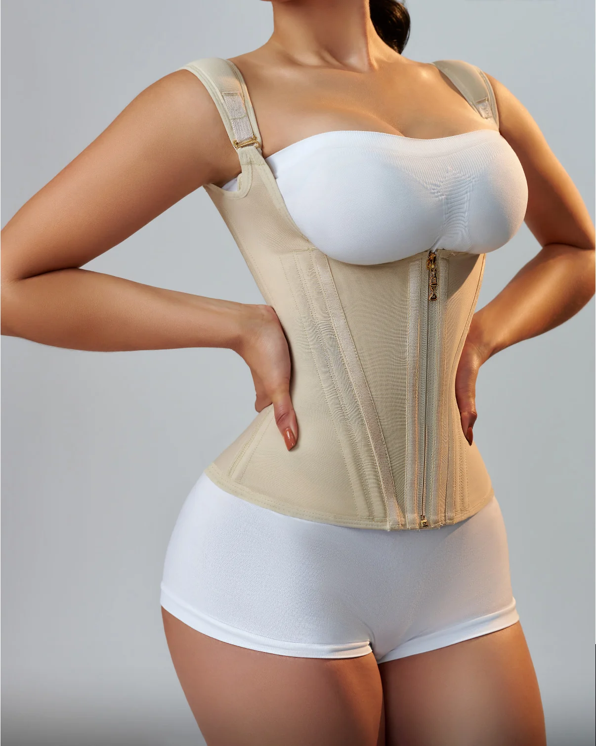 Fajas Colombianas Double Compression Waist Trainer Women's Corset with Steel Bones and Zipper Vest Slimming Girdle Body Shaper