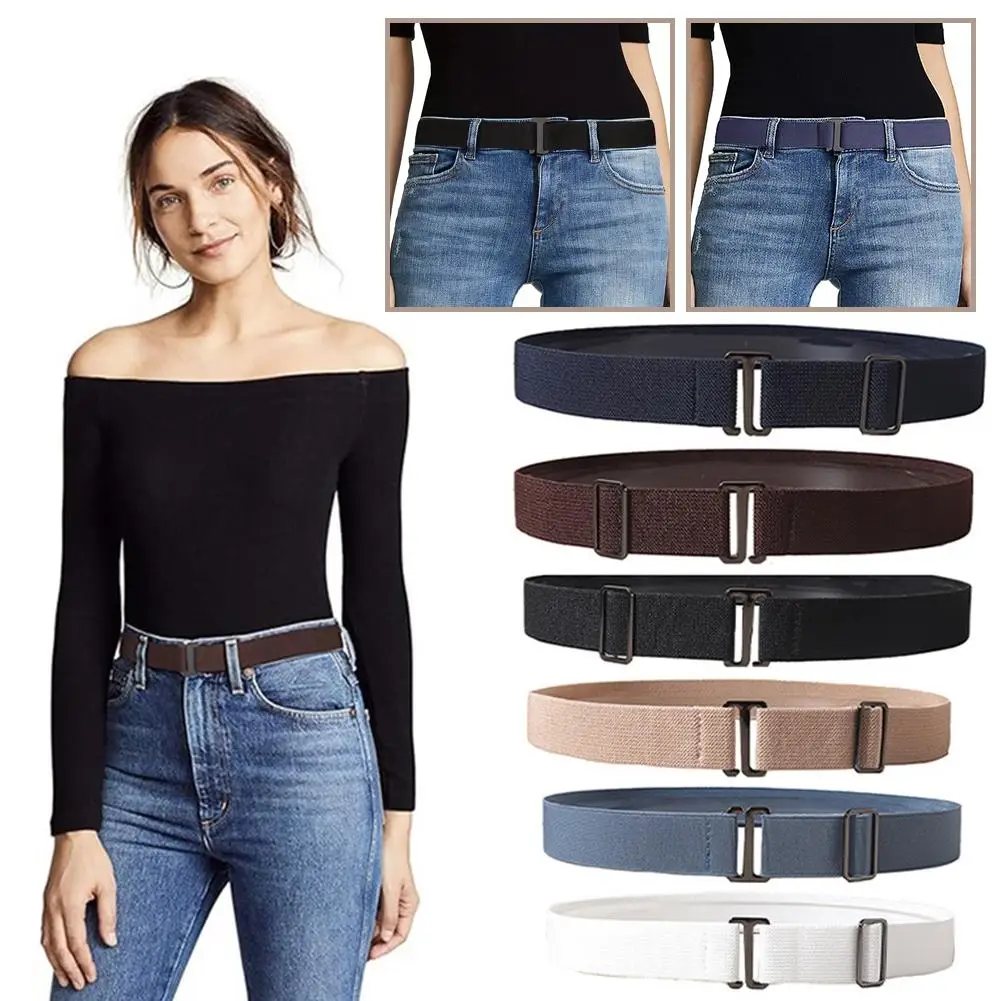 Elastic Waist Invisible Belt Buckle Free Adjustable Strap Belt_voghion.com