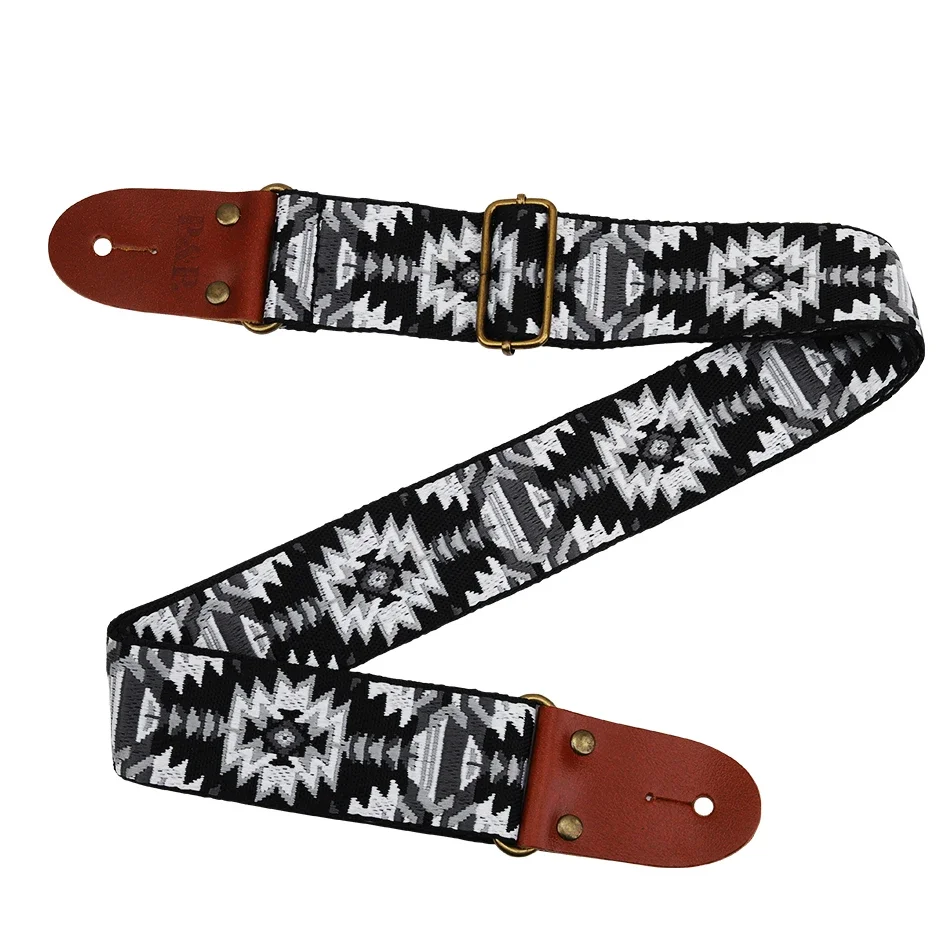 Bohemian Soft Leather Adjustable Guitar Strap in Vibrant Design