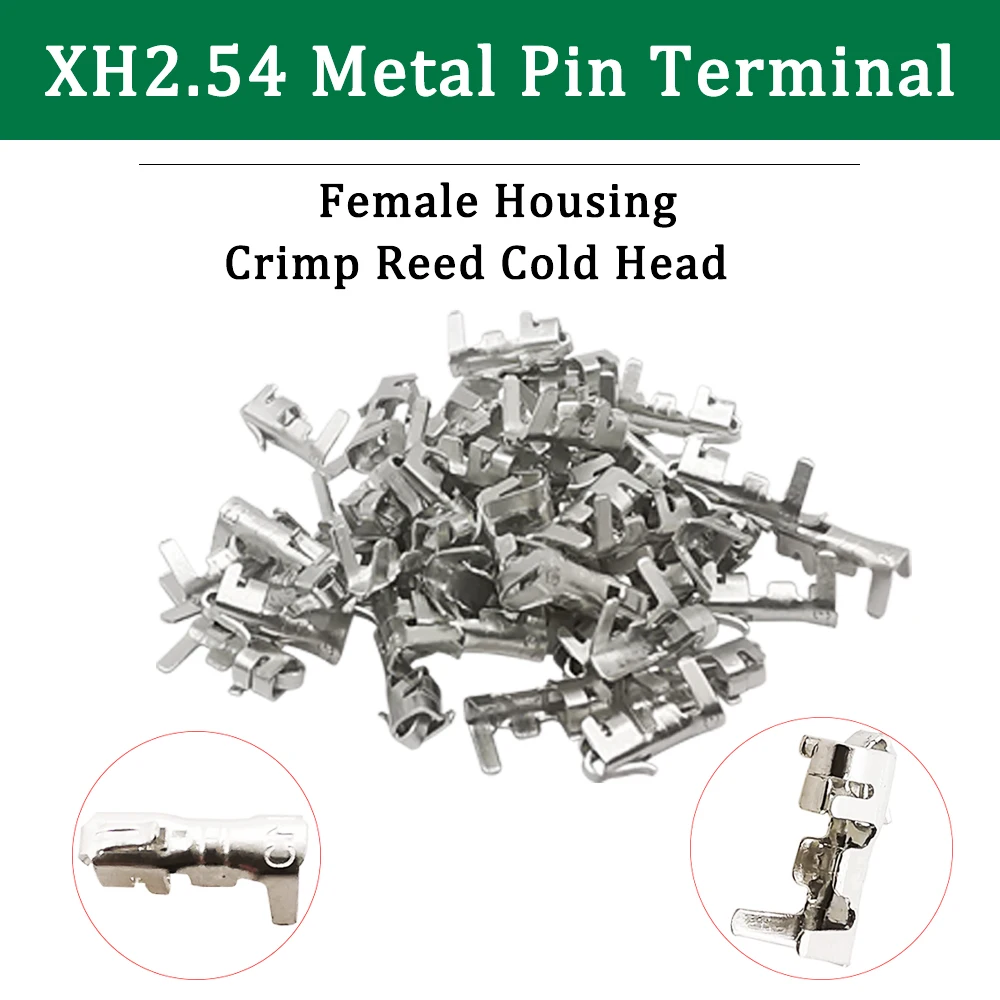 

500Pcs/Lot XH2.54MM Metal Pin JST Female Connector XH2.54 Reed Cold Head Crimp Pins Wire Terminal for XH 2.54MM Female Housing