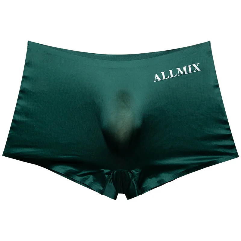 5-piece 3D convex pouch sexy letter semi transparent ice silk thin men's underwear with four corners and flat corner men boxer