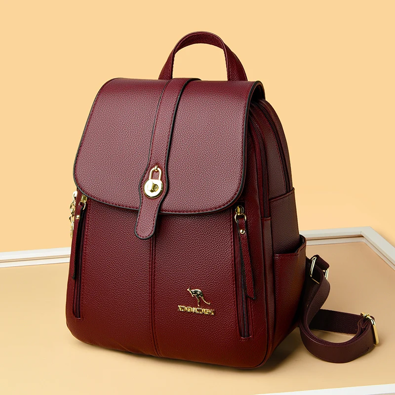 Fashion Backpacks Women Brand Ladies Leather Rucksack High Quality Back Pack Female Travel Bagpack Large Capacity School Bags