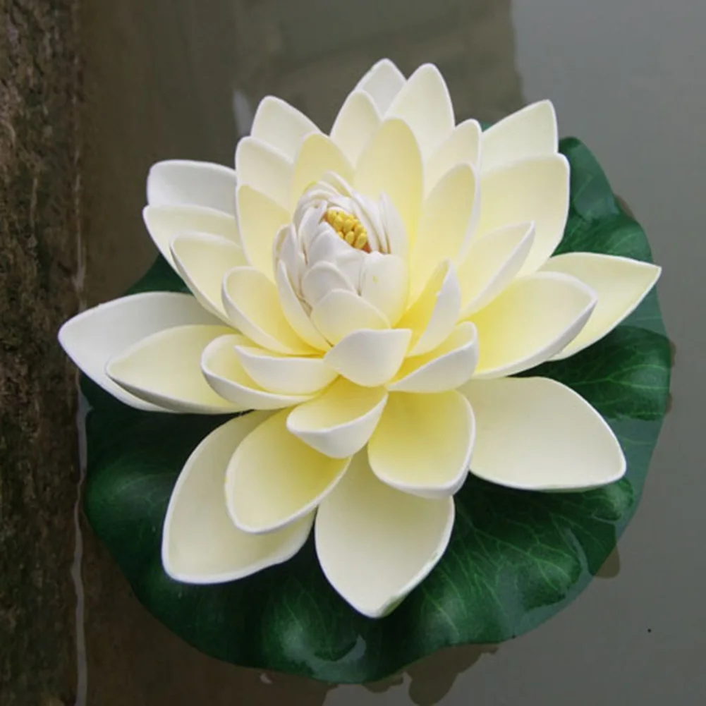 18cm EVA Fish Tank Artificial Water Lily Pond Decor Floating Foam Lotus Fake Flower Plants For Pond Fountain Garden Decor artificial plants fish tank ornaments fish tank decorations aquarium ornaments artificial aquarium plants