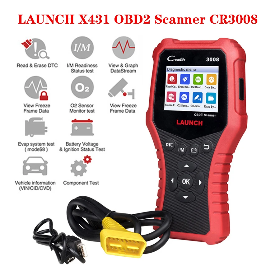 LAUNCH X431 OBD2 Scanner CR3008 Car Diagnostic Tool for Engine Battery