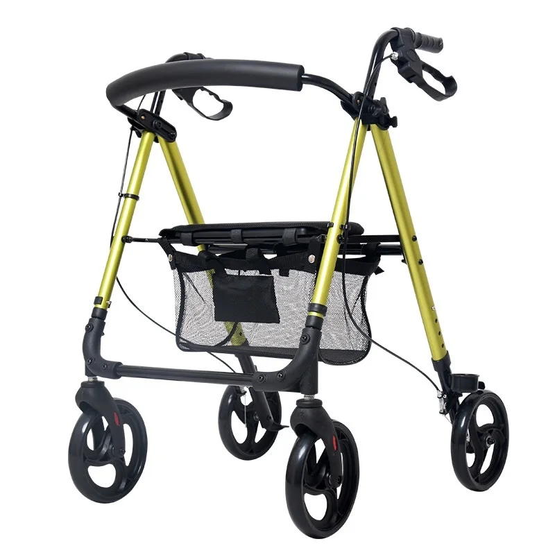 Lightweight Adjustable Aluminum Rollator Walker with Seat for Elderly