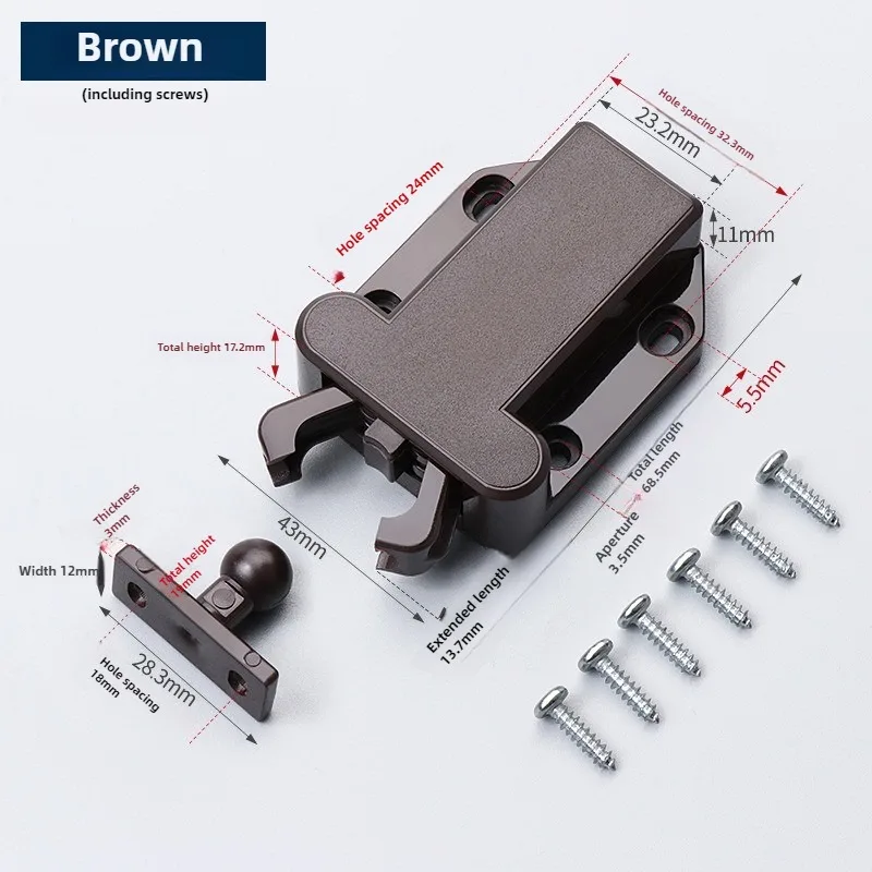2/4/8 Sets Non-Magnetic Touch Latch Cabinet Door Catch Push to Latch and Cupboard Wardrobe Accessory with screws