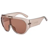 Marque de luxe rétro grand cadre femmes lunettes de soleil couleur thé carré pilote nuances UV400 Cool hommes une pièce lunettes de soleil 5