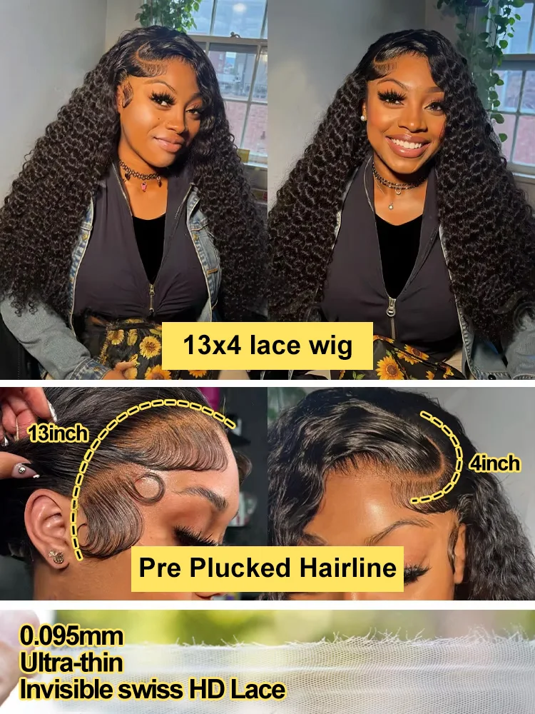 HD Transparent Brazilian Remy Human Hair Wig 30 32 40 Inch Deep Wave 13x4 Curly Lace Front 13x6 Water Wave Lace Frontal Wigs
