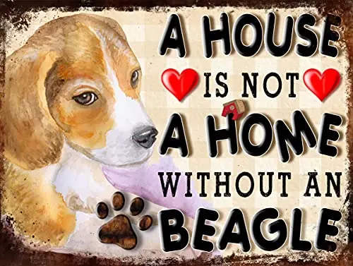 Una Casa Non È Una Casa Senza Un Beagle Wall Poster Targa In Latta Vintage Bbq Restaurant Dinner Room Cafe Shop Decor